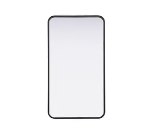 360 Stand Black Modern Iron Rectangle Mirror - Model MR8A2036BLK, 20x36 in, Smooth, Rounded Corners, Contour Metal Hanging Decor, Elegant Home Decor Accessory, Decorative