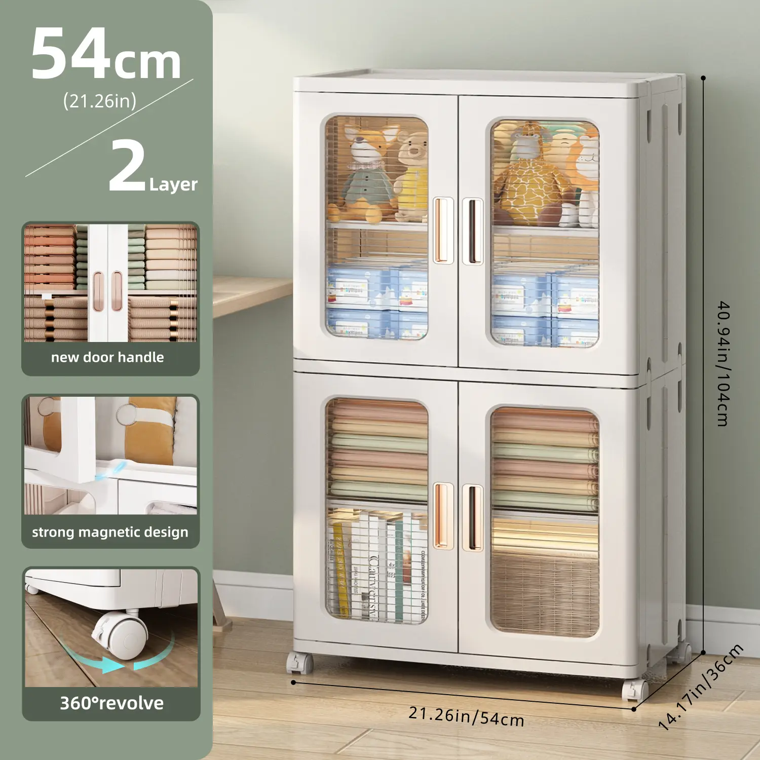 Lidded Storage Box/1 2/3/Layer, Large Double-Opening Storage Container with Lid and Wheels, for Storing Clothes, Snacks, Toys, and Books, Kitchen Storage Organizer, Drawer Storage Unit, Storage and Organization