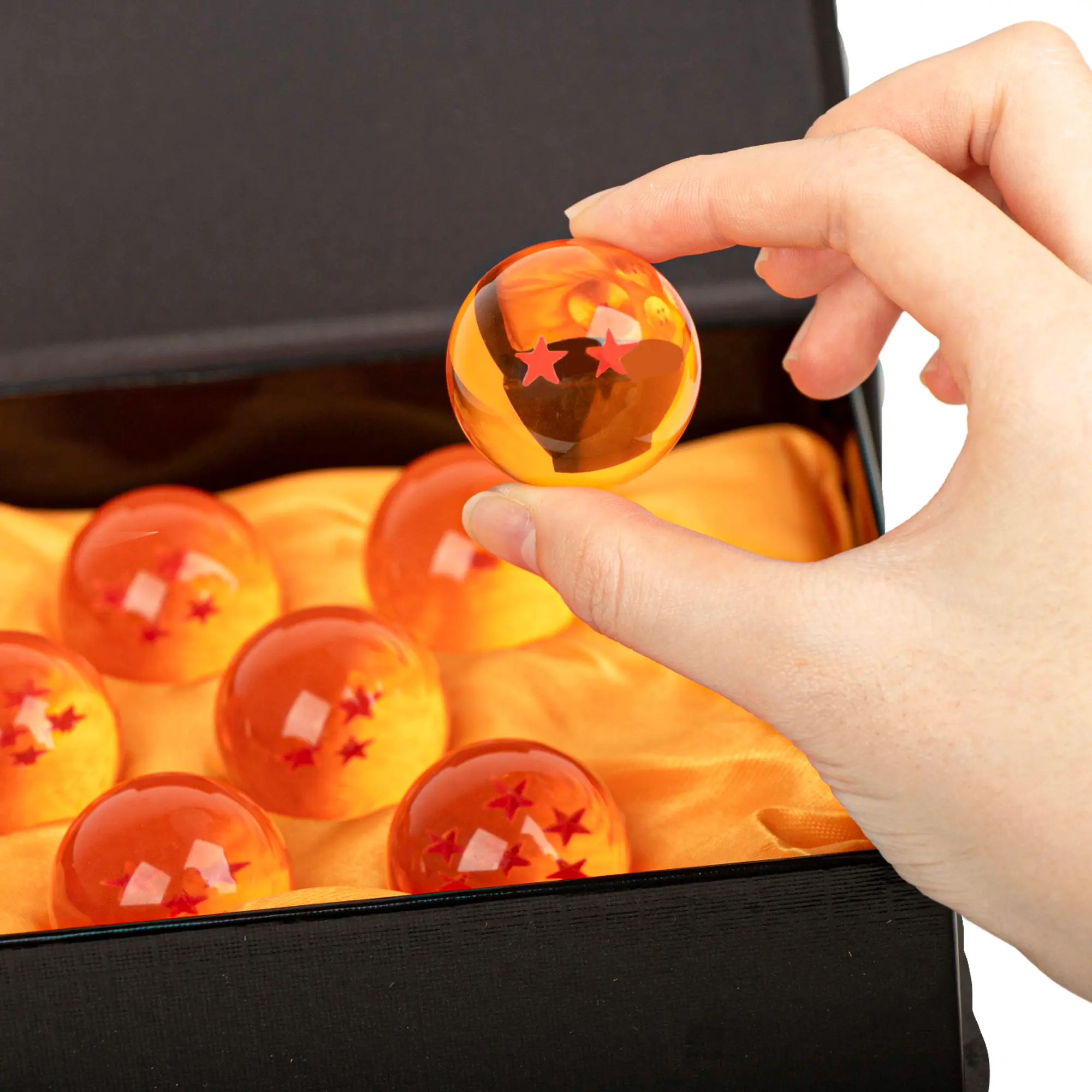 Crystal Glass Ball Stars 7 Pcs 35MM/1.37 Inches , Anime Collectibles New With Gift Box Set ,1-7 Stars Decoration Transparent Dragon Toy Ball Starry.