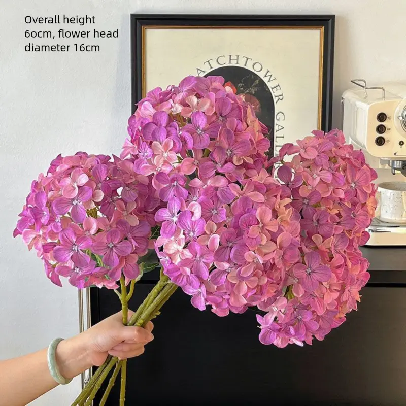 5 stems of pinkish-purple hydrangea