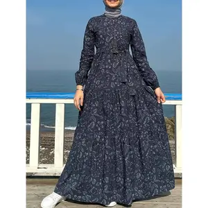 Middle Eastern Elegant Print Comfortable Dress 8330