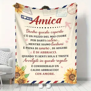 Italian Words to Friends Blanket Soft Flannel Sofa Blanket TV Blanket One Piece