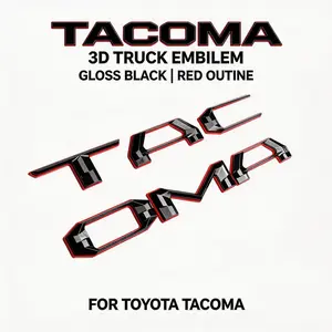 3D Tailgate Letters for Toyota Tacoma 2016-2025 | Red & Gloss Black No-Drill