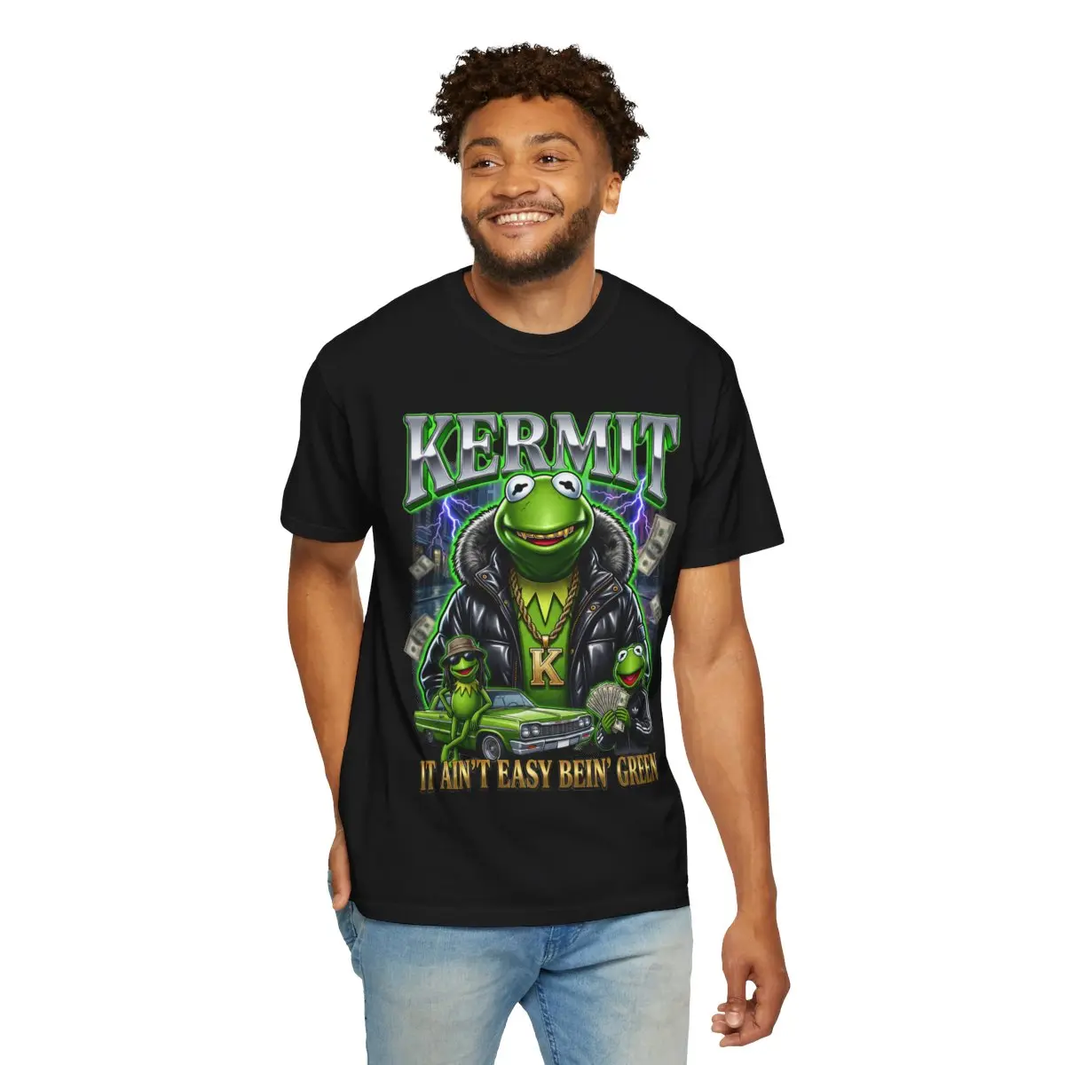 Kermit Frog Graphic T-Shirt | It Ain't Easy Being Green, Frog Illustration