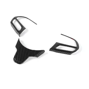 Steering Wheel Cover Trim Bezel For 2015+ Chrysler 300C black Carbon Fiber Car Interior Accessories adhesive sticker protector decorative decoration insert