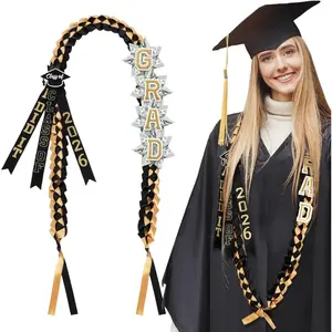 2026 Graduation Ribbon Wreath Necklace Handmade Double Braided Tassel Money Wreath Graduation Gift for Students