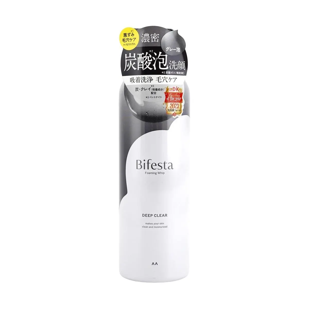 Bifesta Japan Mandom Deep Pore Cleansing Foam Wash - Carbonated Face Cleanser for Oily Skin & Blackheads, 200g