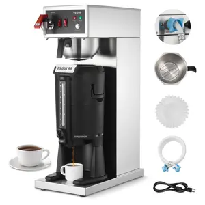 VEVOR Commercial Drip Coffee Maker, 16-17 Cups Machine with 2.5 L Thermal Carafe, Keep Warm for 4 Hours, Stainless Steel Brewer with Auto Water Filling, for Restaurant, Office, Coffee Shop & Home