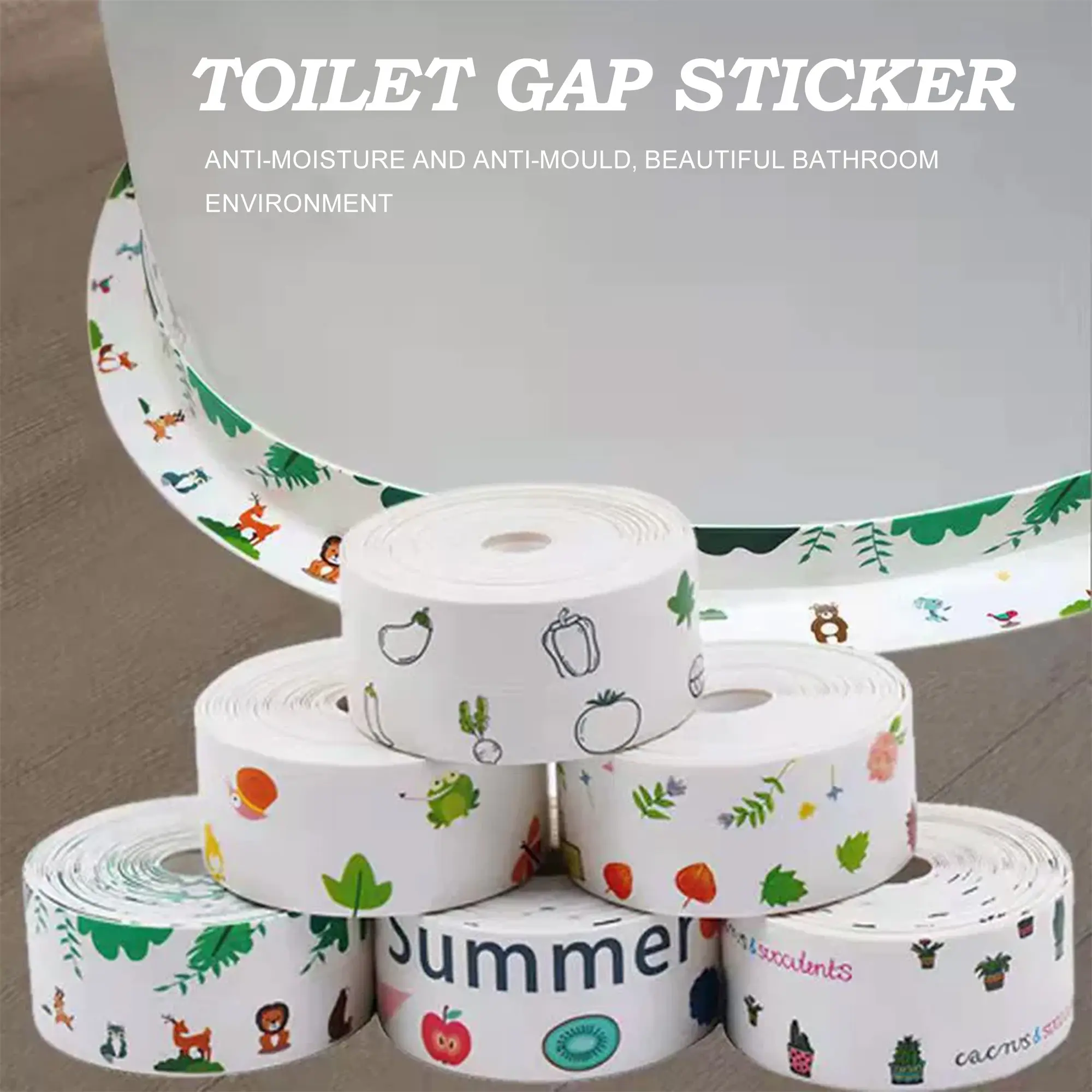 3 Counts Caulk Strip Tape, Self-Adhesive Waterproof Caulk Tape, Peel and Stick Sealing Strip, White Moldproof Trim Tape, Universal for Toilet Base, Bathroom & Kitchen
