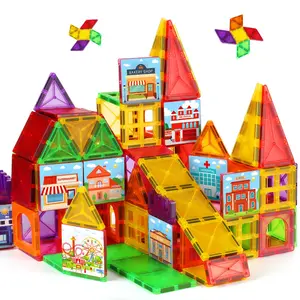 Magnetic building block sets, Creative magnetic blocks, city themed, suitable for schools, homes, etc., stimulate creativity and imagination, parent-child interaction, suitable for birthday gifts