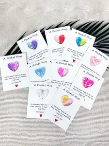 10pcs Romantic Heart-Shaped Pocket Hug with Cards, Decorative Resin Pocket Hug, Encouragement Cards with Love Messages, Gift for Couple, Warm Gifts for Family, Friends, and Relatives, Anniversary Gift, Christmas Gifts, Valentine's Day Gifts