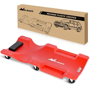 Nilight 40" Heavy Duty Mechanic Plastic Creeper, Tools for Mechanics, 40in Shop Creeper with Padded Headrest, 6 Casters, 350 lbs Capacity, Red