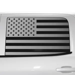 American Flag Window Decal for Chevy Silverado & GMC Sierra 2014-2018 – Precut Matte Black Vinyl