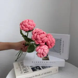 Handmade Crochet Rose Flowers, Knitted Flowers, Wedding Accessories, Artificial Flowers, Home Desk Decor, Flowers for Mother, Wife, Friend