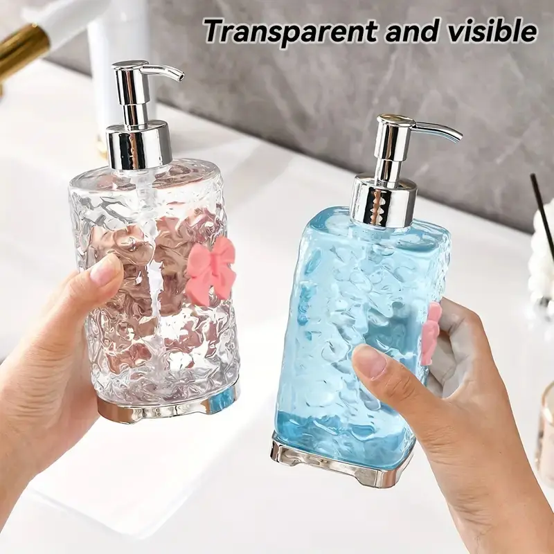 Luxury Hand Sanitizer Bottle with Bow Decor, High-Value Shampoo Dispenser, Multi-Function Soap Liquid Pump, Suitable for Bathroom Kitchen, Soap Container, Soap Canister