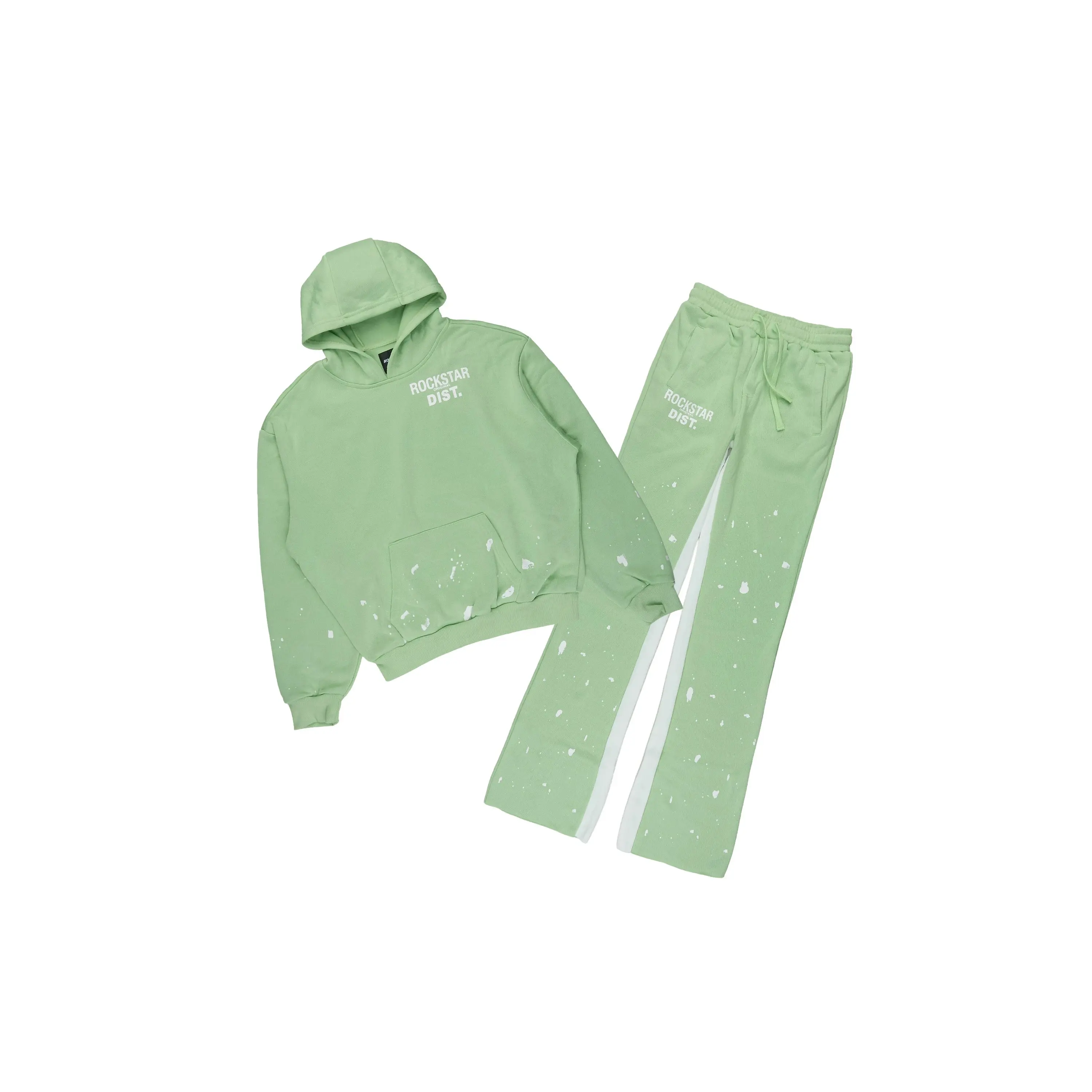 Boys Raffer 2.0 Sage/White Hoodie/Stacked Flare Track Set