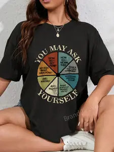 100% Cotton Vintage You May Ask Yourself Once in A Lifetime Pie Chart T-Shirt
