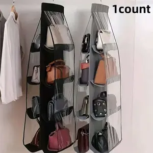 Hanging Bag Organizer, 1Count 8-pocketsHanging Bag Storage Rack, Space Saving BagHolder, Pouch Holder, Home Organizer for Closet,Wardrobe, Bedroom, Living Room