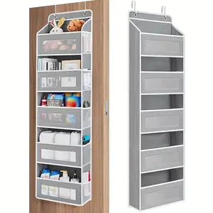 2026 Pocket Store Over The Door Organizer Storage 5-Tier Hanging with 10 Large Side Pockets 44 lb Capacity for Bedroom Bathroom Baby Product Diaper Wet Wipes Dormitory Back to School Essentials Black&Grey&Pink, 2026 New Year's Gift Idea