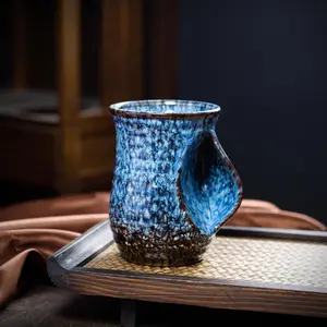 18oz Ceramic Hand Warmer Mug, Novelty Hand Warmer Coffee Mug, Tea Mug, Keep Your Hands Warm, Comfy Handwarmer, Microwave And Dishwasher Safe (Blue)