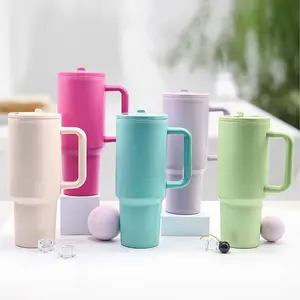 40oz Insulated Tumbler With Handle And Lid Straws, Stainless Steel Travel Coffee Cup Holder Friendly, Metal Water Bottle Keeps Drinks Cold Up To 24 Hours