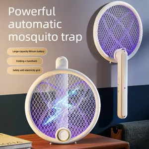 Extendable Electric Mosquito Swatter Rechargeable 2-in-1 Folding Wall-Mounted USB-Powered Blue Light Lure for Indoor Use 3-in-1 Functionality