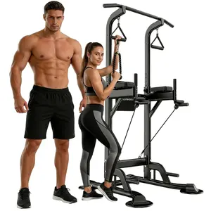 Pull Up Bar Dip Station Power Tower Assistive Trainer Multi-Function Home Gym 450LBS Strength Training Fitness Equipment