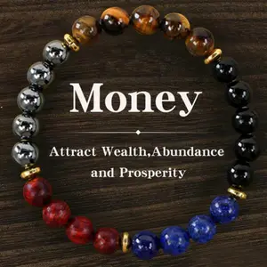 1pc Arpurraina Money Attraction Bracelet with Green Aventurine & Tiger Eye - blue friendship bracelet beaded jewelry protection bracelet encouragement gift fashion artificial bracelet of the day Colorblock Beaded Crystal Bracelet