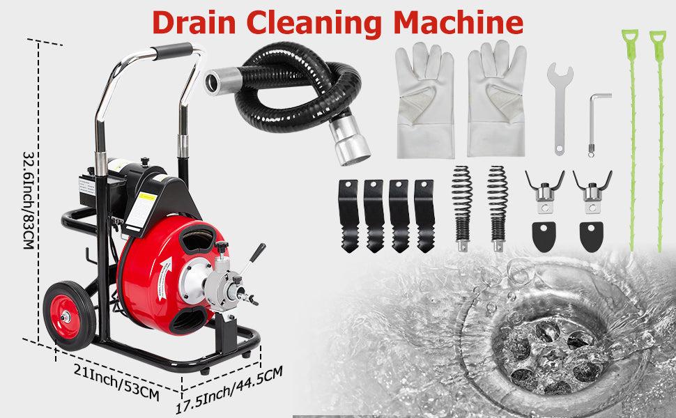 【Labor Day】GARVEE Electric & Professional Drain Cleaners: 75Ft/100Ft Lengths, 3/8" & 1/2" Options, 4 Cutters, Suitable for 1-4 Inch Pipes, Versatile Auger Machines for Efficient Pipe Cleaning