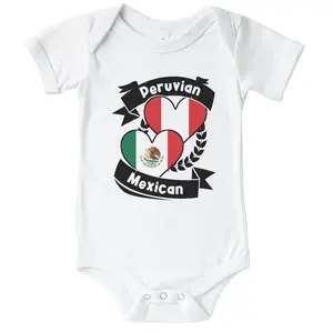 Peruvian Mexican Heart Flags Peru Mexico Short Sleeve Baby Bodysuit