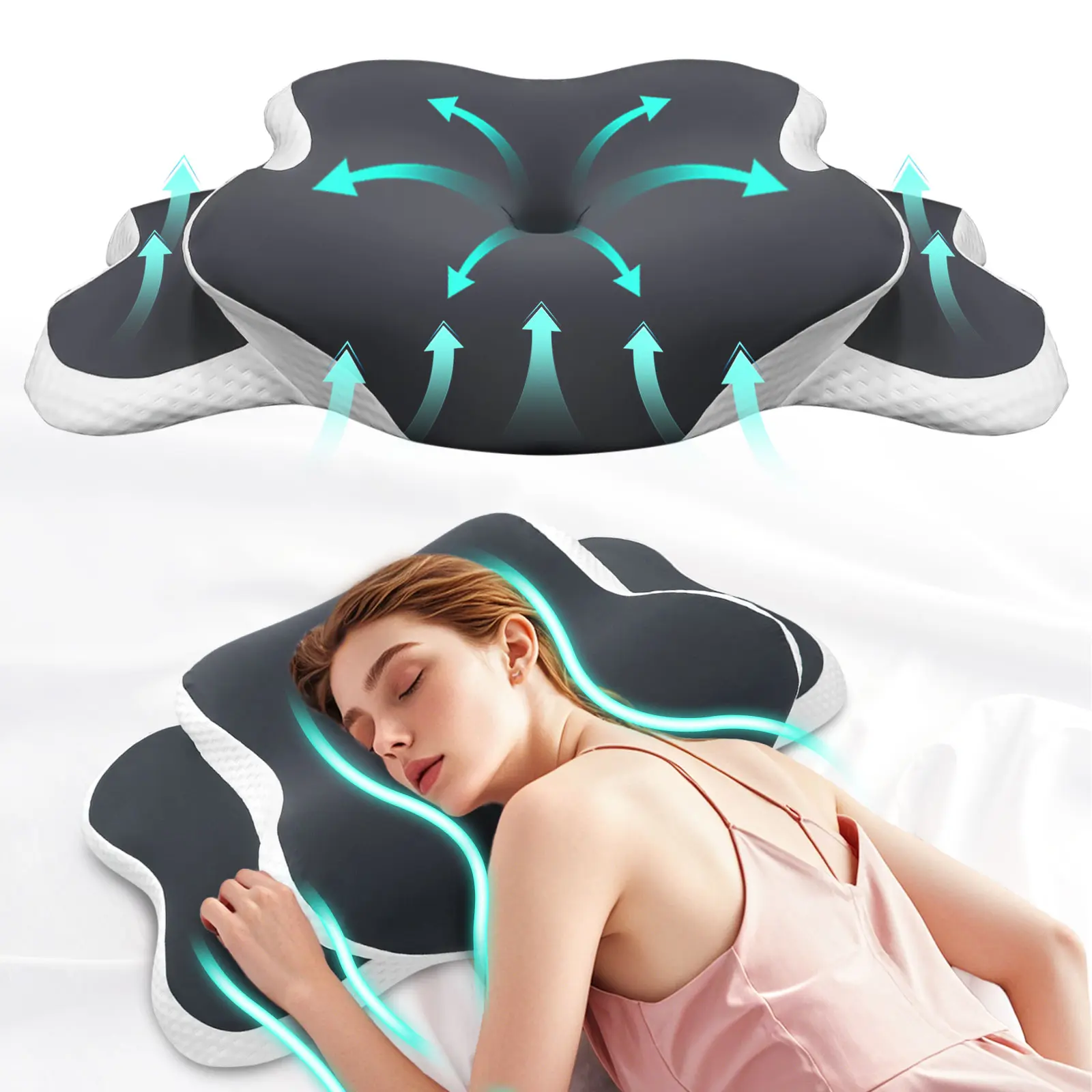 Memory Foam Neck Pillow, Soft Ergonomic Orthopedic Memory Foam Support for Side Sleepers and Back Sleepers, Comfortable Sleeping Pillow for Better Sleep