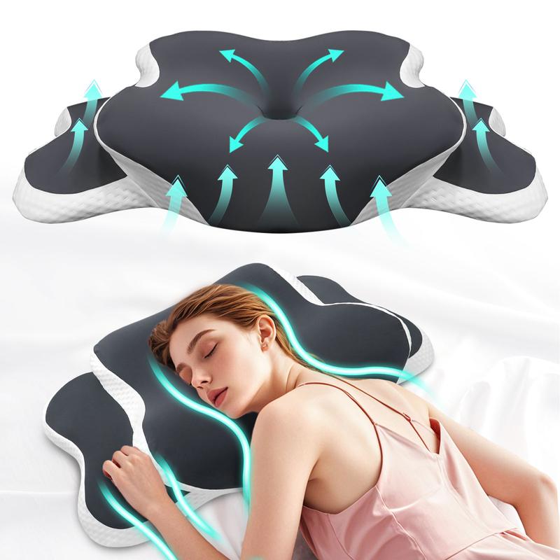 Memory Cotton Neck Pillow, Soft Ergonomic Support for Side Sleepers and Back Sleepers, Comfortable Sleeping Pillow for Better Sleep