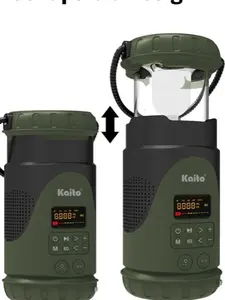 Kaito KL101 Emergency Camping Lantern NOAA Radio, Hand Crank & Solar Powered, 5000mAh Rechargeable Battery, AM/FM/Weather Radio, Waterproof, SOS Alarm, USB Charging