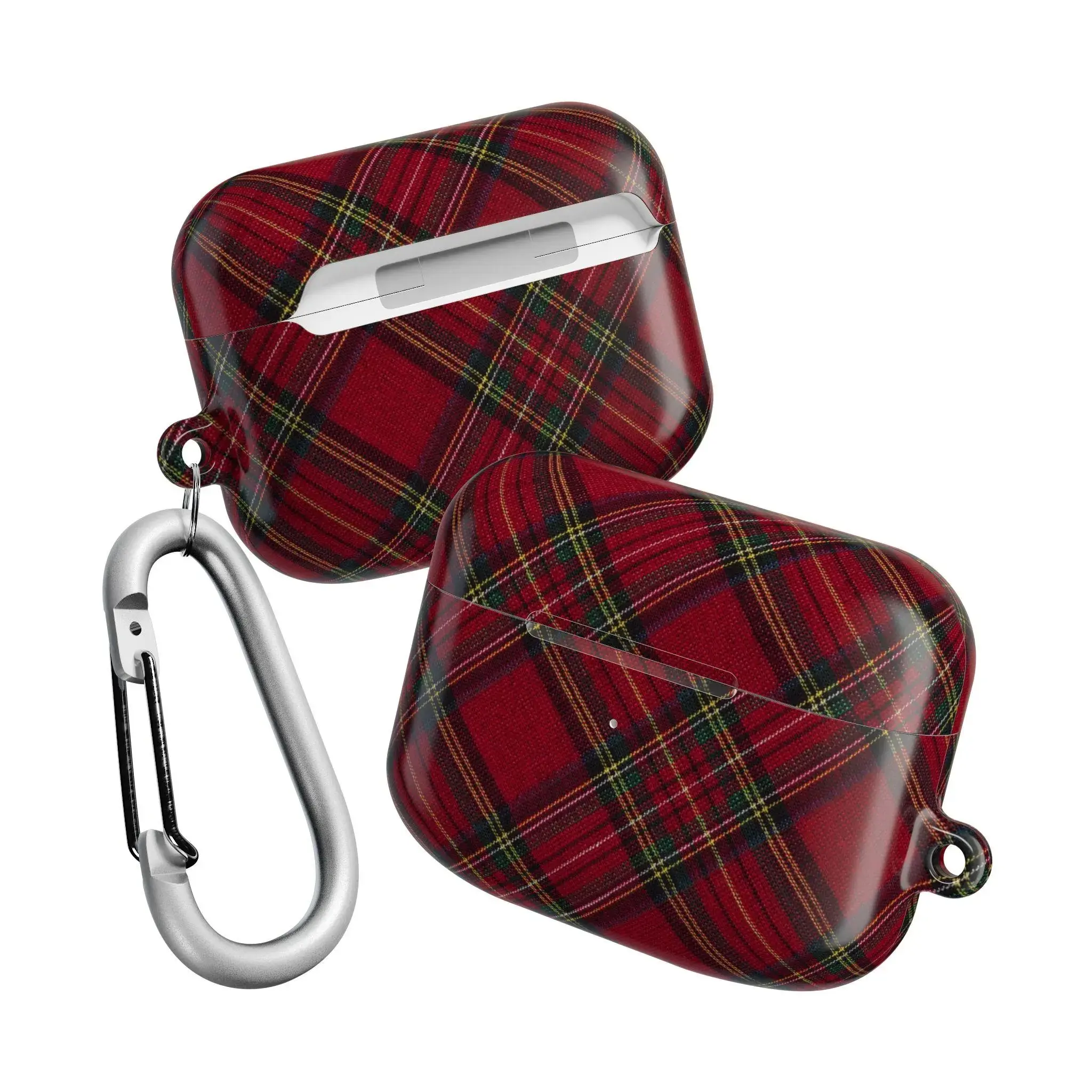 Red Plaid AirPods Case, Holiday Christmas Gift, Festive Tech