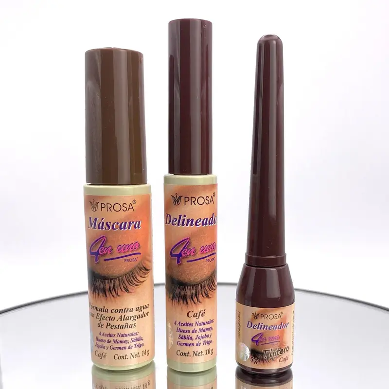 Prosa - 4 en 1 Classic Mascara, Tintero, and Eyeliner bundles Makeup Brown Trio