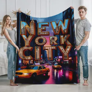 New York City Nightscape Taxi Print Blanket for Home Decor Cozy Use Perfect for Urban Lovers and City Life Enthusiasts Ideal Gift for Holidays Christmas Thanksgiving Housewarming and Special Occasions