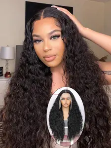 26 Inch Burgundy Water Wave Lace Front Wigs for Women, Gorgeous Fluffy Wigs without Bangs, Synthetic Heat Resistant Lace Front Wigs for Party, Daily Use