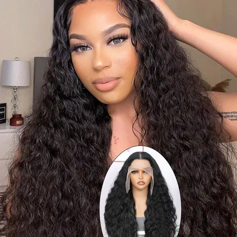 26 Inch Burgundy Water Wave Lace Front Wigs for Women, Gorgeous Fluffy Wigs without Bangs, Synthetic Heat Resistant Lace Front Wigs for Party, Daily Use, Fashion Fluffy Wigs