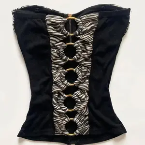 Tube Top Sexy T-shirt Y2k Vintage Woman Clothing Backless Slim Goth Camisole Punk Zipper Crop Streetwear Harajuku Summer 90s Emo