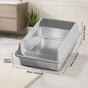 【tiktokshopmemorialday】Stainless Steel Litter Box, Deluxe Odor-Free XL/XXL System with Integrated Sand Filter Pedal, Detachable High-Sided Shield, Non-Porous Tray for Easy Cleaning & Outdoor Use  ,Litter bix
