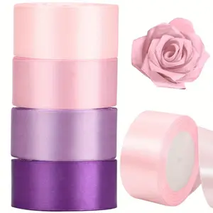 4 pieces/100 yards ribbon set, rainbow-colored satin ribbons, handmade gift wrapping, wedding decoration, DIY ribbons, Ribbon Roses Bouquet