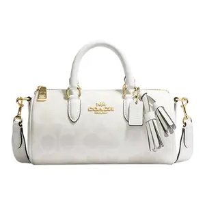 COACH Lacey 20 Classic Monogram Zip-Top Shoulder Crossbody Handbag for Women, PVC, Small, White and Glacier White