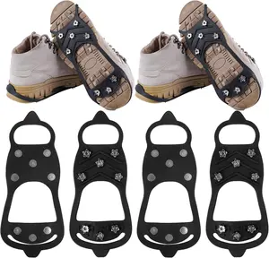 Non-Slip Snow Ice Crampons, Steel Spikes Traction Cleats with TPR Rubber, Winter Anti-Slip Shoe Grips for Hiking, Walking, Outdoor Ice & Snow Ground Safety