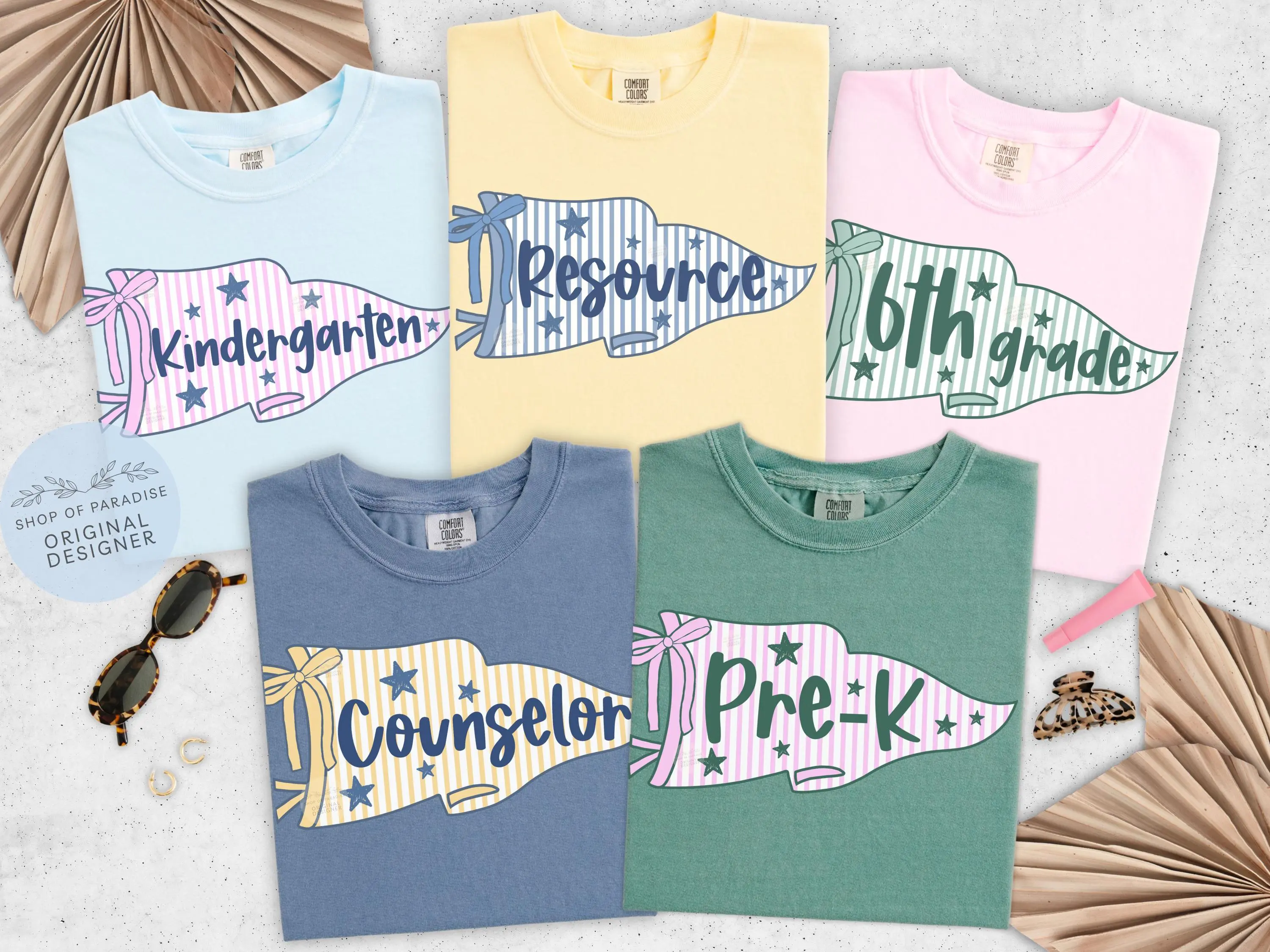 Comfort Colors Teacher Team T-Shirt, Back to School Staff Tees, Kindergarten Pre K 6th Grade Counselor Resource Teacher Shirts, Matching Educator Team Apparel for Women & Men