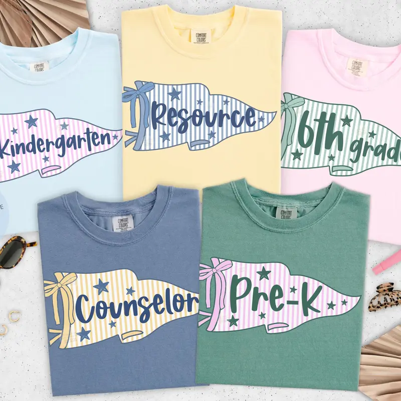Comfort Colors Teacher Team T-Shirt, Back to School Staff Tees, Kindergarten Pre K 6th Grade Counselor Resource Teacher Shirts, Matching Educator Team Apparel for Women & Men