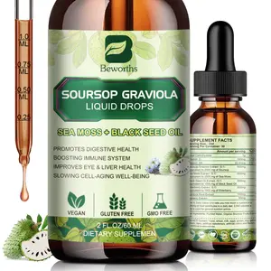 Soursop Bitters Liquid Drops with Irish Sea Moss, Black Seed Oil, Soursop Graviola Leaves Extract