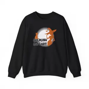 Witch Cat Sweatshirt, Childless Cat Lady Design, Moon Halloween Jumper, Occult Kitty Sweater, Gothic Pullover, Wiccan Top