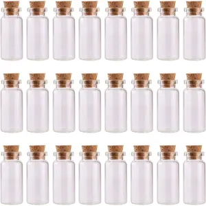 24PCS 10ml Glass Bottles Mini Vials with Cork Stoppers for DIY Decoration and Wedding Party Favors