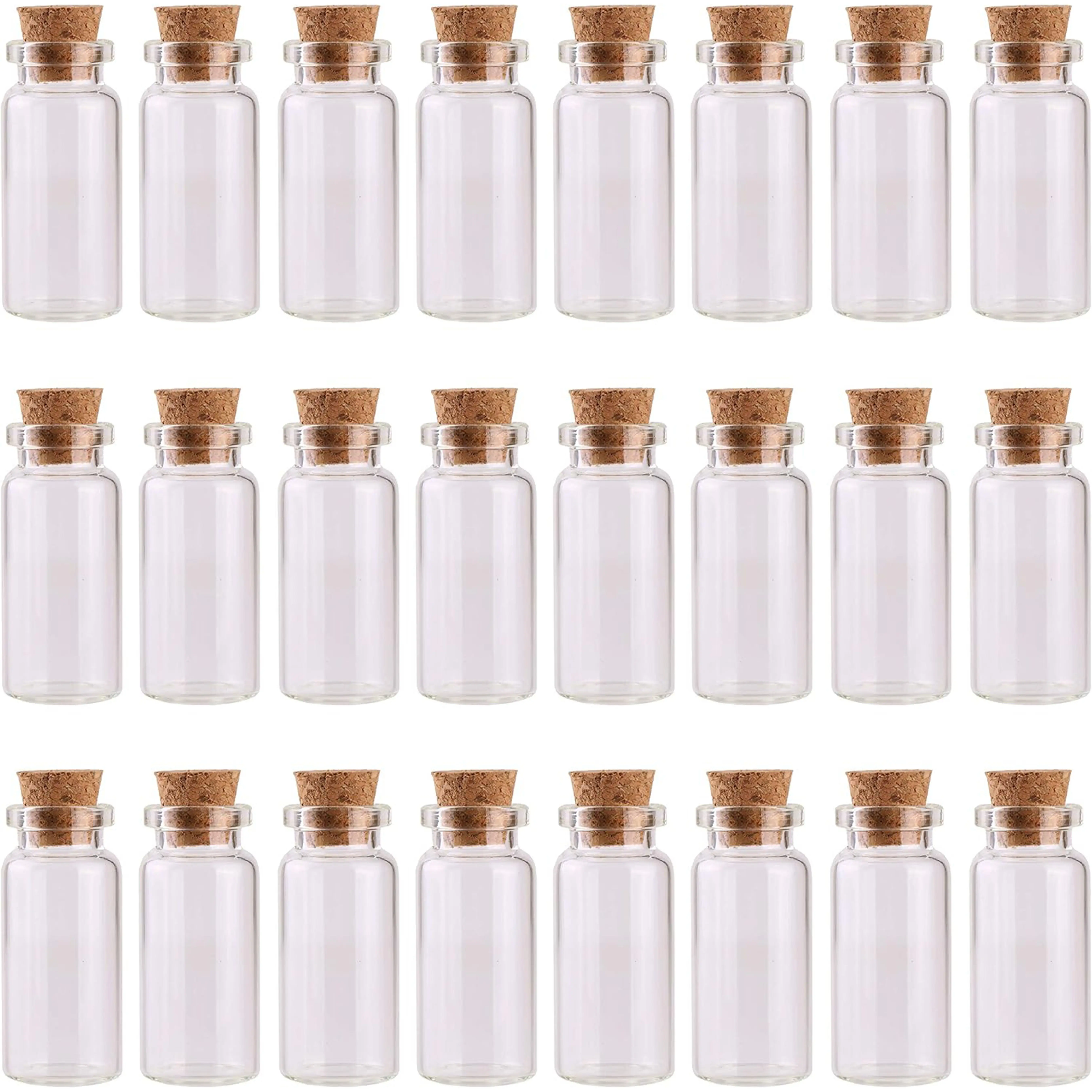 24PCS 10ml Glass Bottles Mini Vials with Cork Stoppers for DIY Decoration and Wedding Party Favors