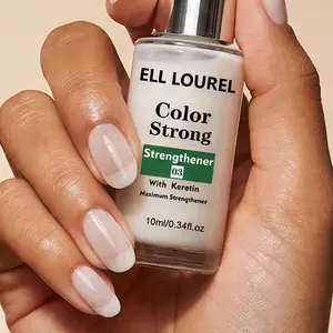 Ell Lourel 10ml Keratin Nail Strengthener: Quick-drying and long-lasting, it enhances nail shine and conceals imperfections. Recommended for use 2–3 times a week. Alcohol-free formula. Nail care and repair.